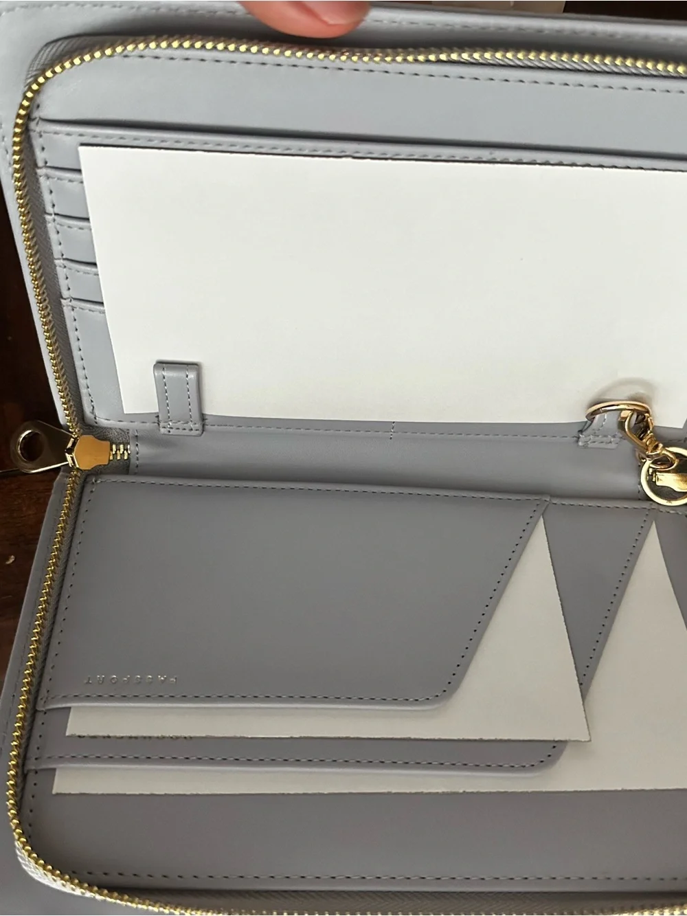Calpak Light Purple Croc-Embossed Zip Travel Wallet